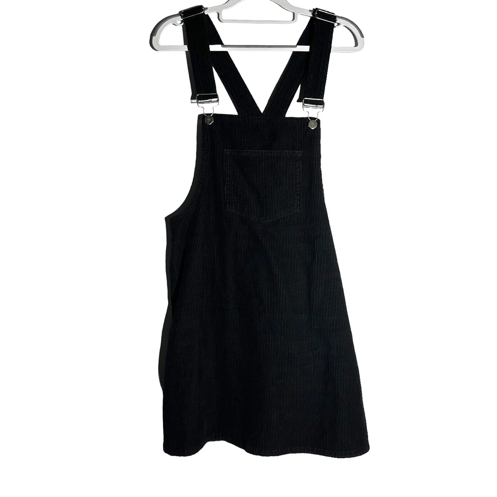 Reformation Lane Jumper Overall Corduroy Mini Dress Size 8 Black